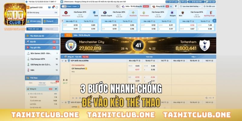 Thể Thao 3 bước nhanh chóng để vào kèo thể thao